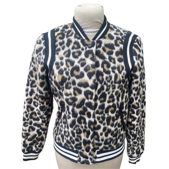 Parker Jackets & Blazers - Parker Leopard Print Vera Bomber Jacket, Size M. Snap Front.  Varsity